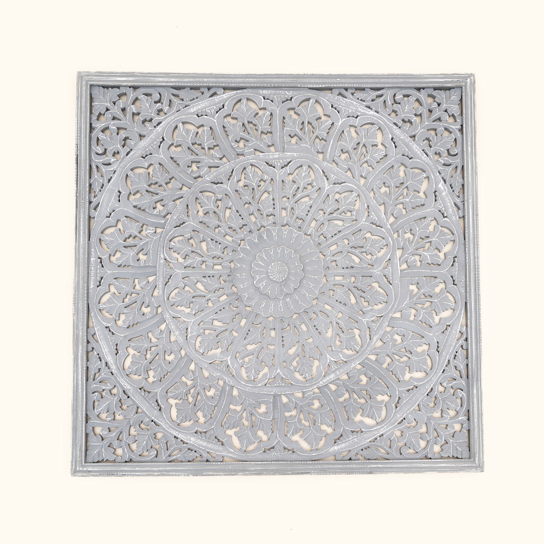 Mandala Wall Decor | Handcarved Wood Wall Art Panel, 48x48"