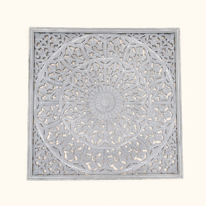 Mandala Wall Decor | Handcarved Wood Wall Art Panel, 48x48"