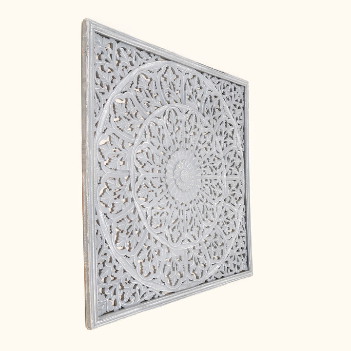 Mandala Wall Decor | Handcarved Wood Wall Art Panel, 48x48"