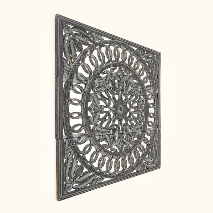 Wall Art with Mirror | Wooden Handmade Wall Panel , 48x48"