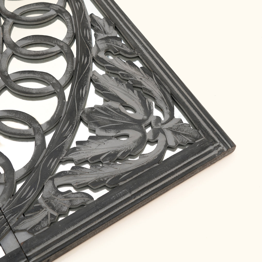 Wall Art with Mirror | Wooden Handmade Wall Panel , 48x48"
