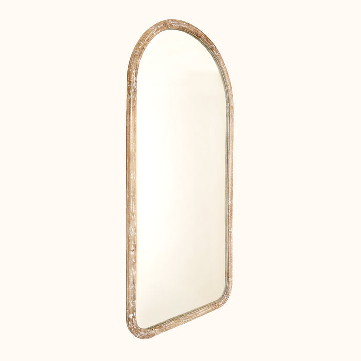 Arched Full Length Wall Mirror with Mango Wood Frame, 36x72"