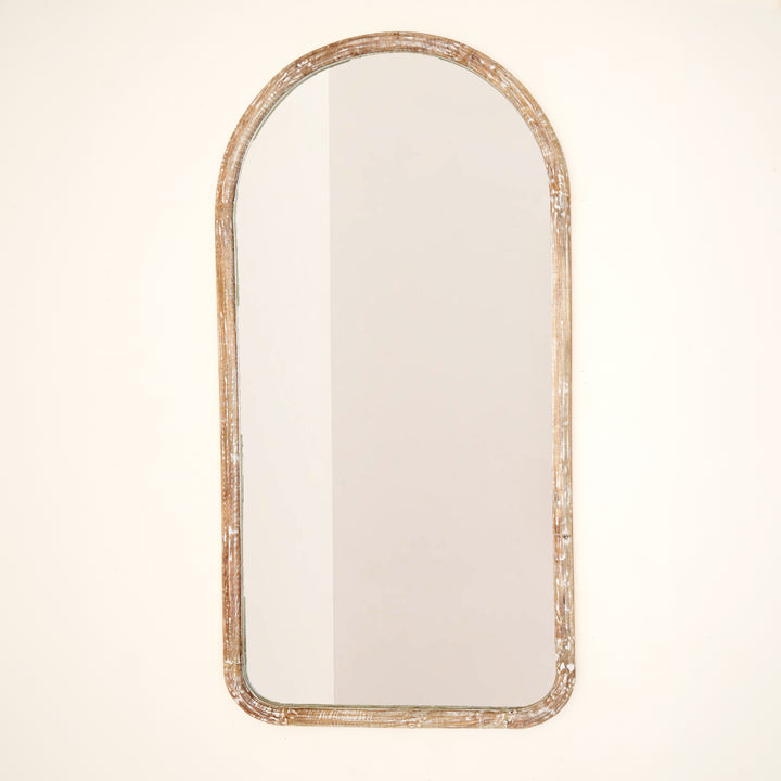 Arched Full Length Wall Mirror with Mango Wood Frame, 36x72"