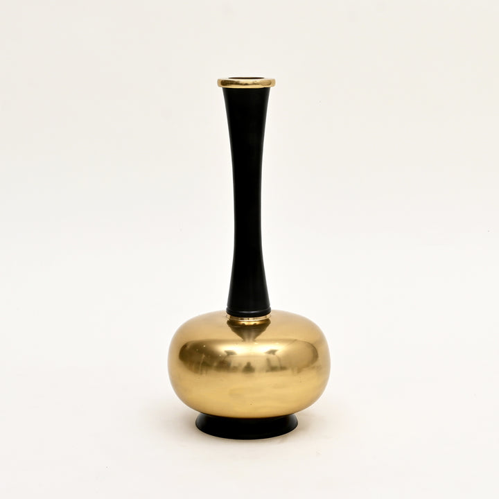 Decorative Minimalist Sleek Gold & Black Aluminum Vase – 8"x 8" x16" Table Accent