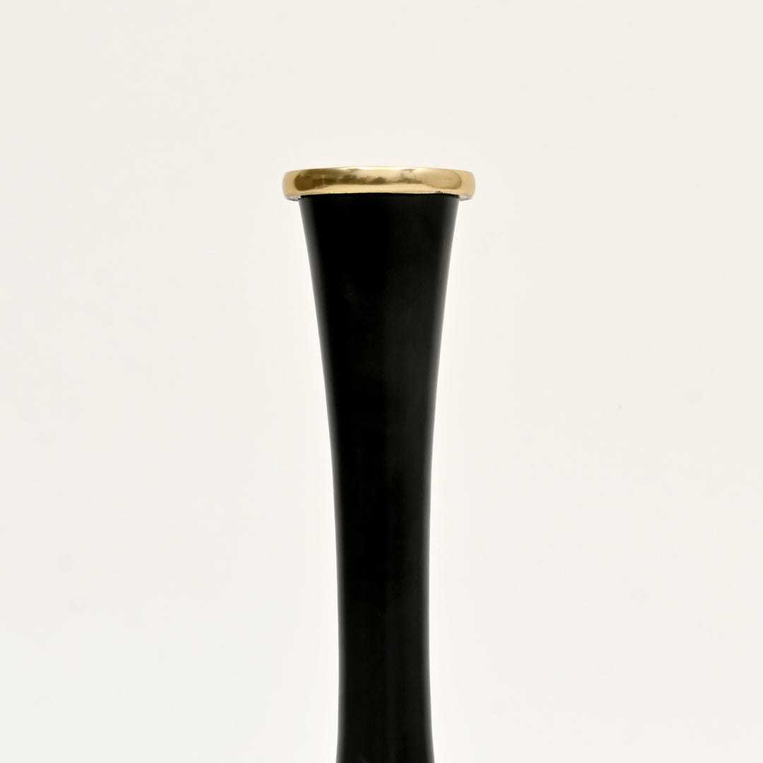 Decorative Minimalist Sleek Gold & Black Aluminum Vase – 8"x 8" x16" Table Accent