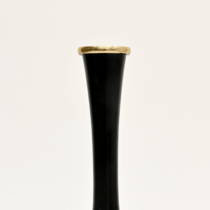Decorative Minimalist Sleek Gold & Black Aluminum Vase – 8"x 8" x16" Table Accent