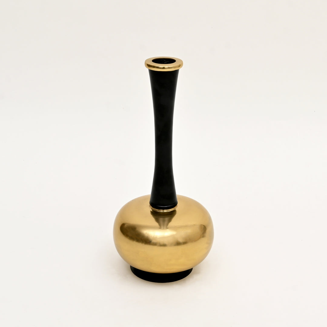Decorative Minimalist Sleek Gold & Black Aluminum Vase – 8"x 8" x16" Table Accent