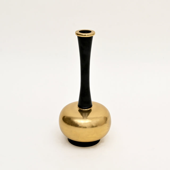 Decorative Minimalist Sleek Gold & Black Aluminum Vase – 8"x 8" x16" Table Accent