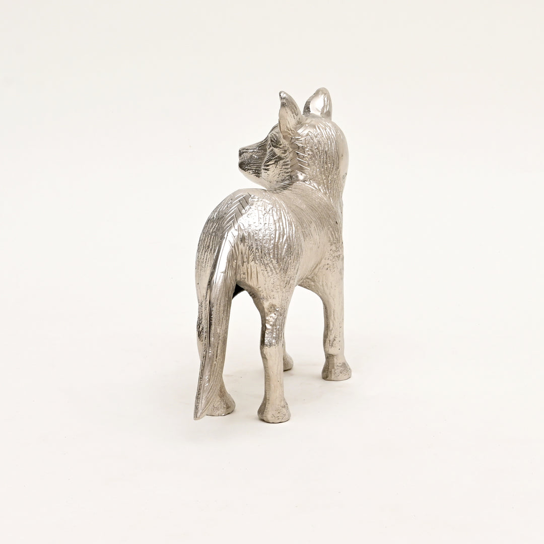 Wild Fox Aluminum Nickel Finished Animal Sculpture – 14x5.5x11.5" | Elegant Table Décor Accent Piece