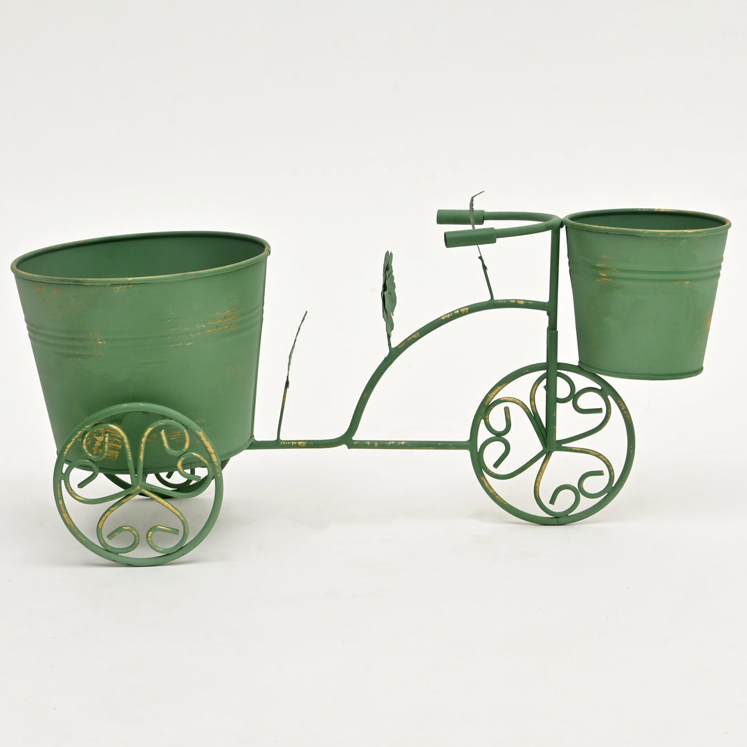 Decorative Green Patina Flower Pot Holder-16.5x7x7.5"