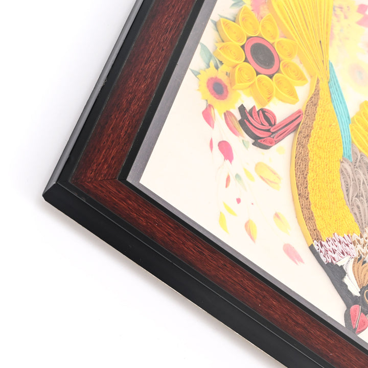 Handcrafted Paper Quilling Yellow Bird Art | Wall Decor