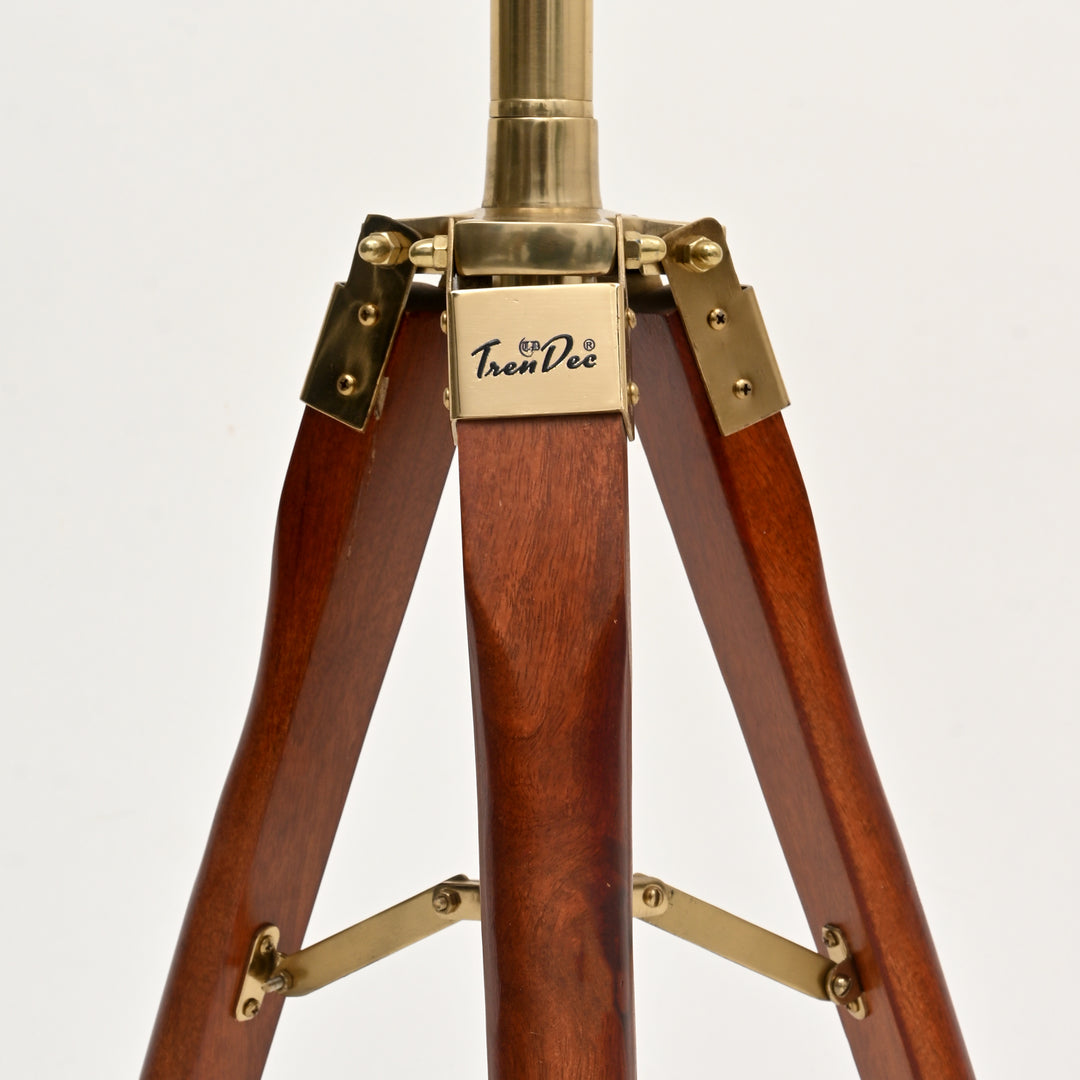 Elegant Tripod Candle Holder – Gold Polished Aluminum with Wood Detailing (17x17x31")