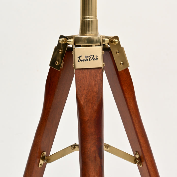 Elegant Tripod Candle Holder – Gold Polished Aluminum with Wood Detailing (17x17x31")