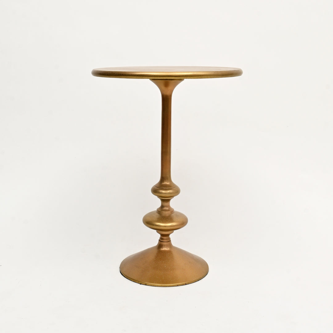 Decorative Gold Polished Aluminum Compact Round Side Table – 16X16X22"