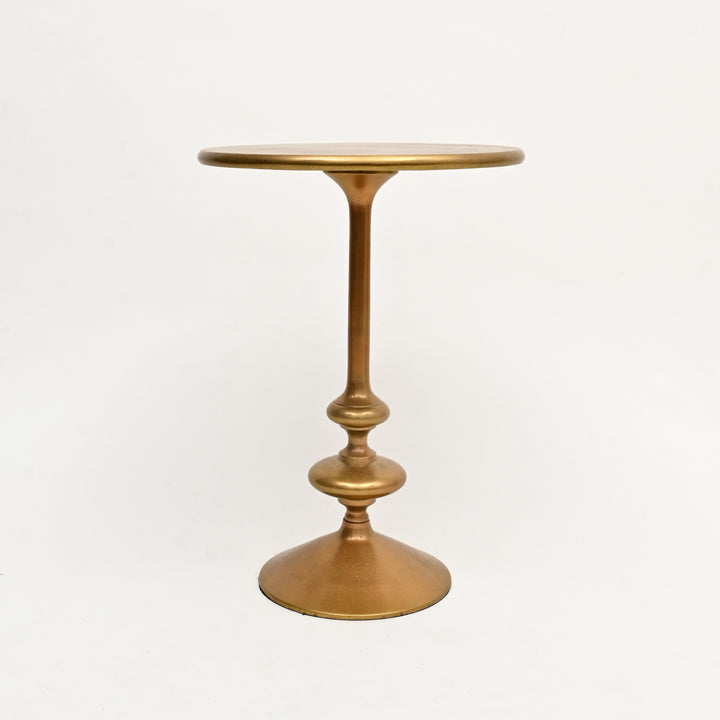 Decorative Gold Polished Aluminum Compact Round Side Table – 16X16X22"