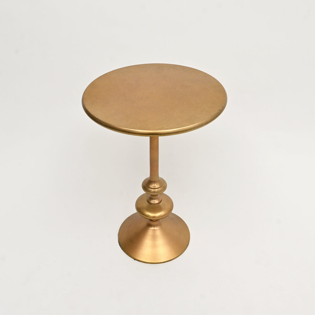 Decorative Gold Polished Aluminum Compact Round Side Table – 16X16X22"