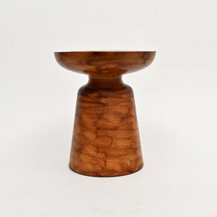 Decorative Iron Round Side Table with Natural Wood Finish-17X17X15"