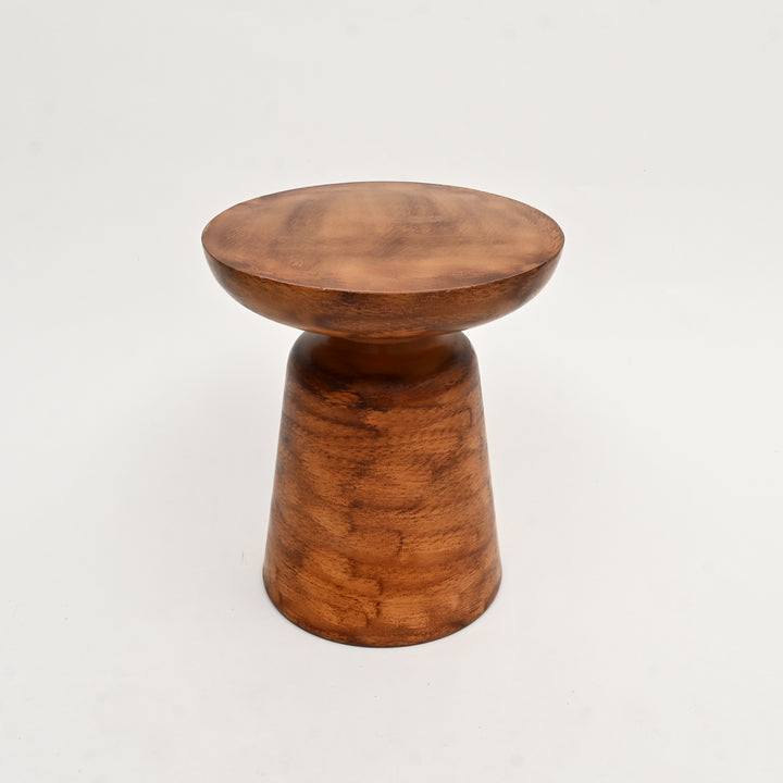Decorative Iron Round Side Table with Natural Wood Finish-17X17X15"