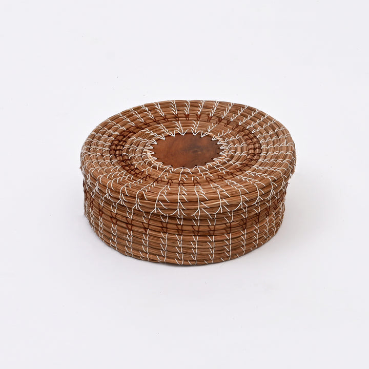 Pine Needle Chapati Box | Handcrafted Wood Bread Storage Box
