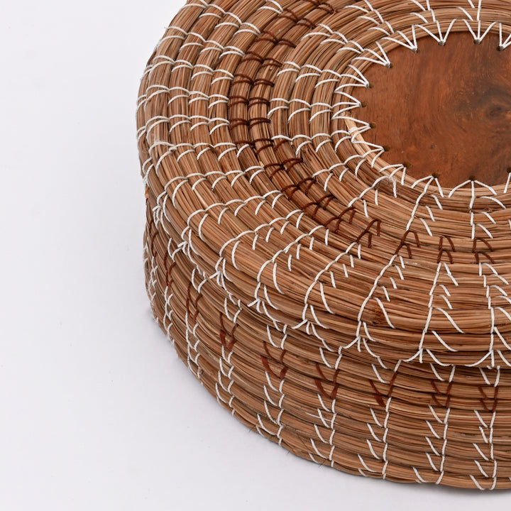 Pine Needle Chapati Box | Handcrafted Wood Bread Storage Box