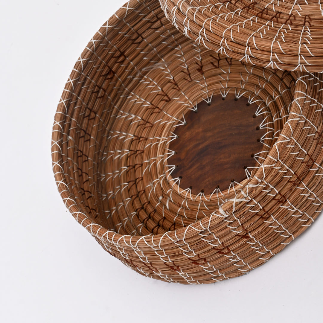 Pine Needle Chapati Box | Handcrafted Wood Bread Storage Box