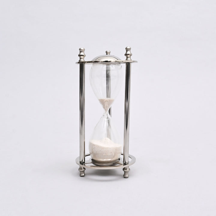Decorative Aluminum Frame Sand Timer-Sand Clock-Hourglass-Tabletop Object-4.5x4.5x9.5"