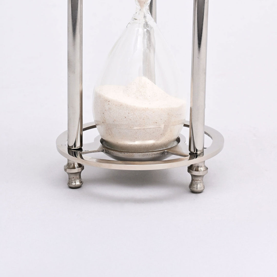 Decorative Aluminum Frame Sand Timer-Sand Clock-Hourglass-Tabletop Object-4.5x4.5x9.5"