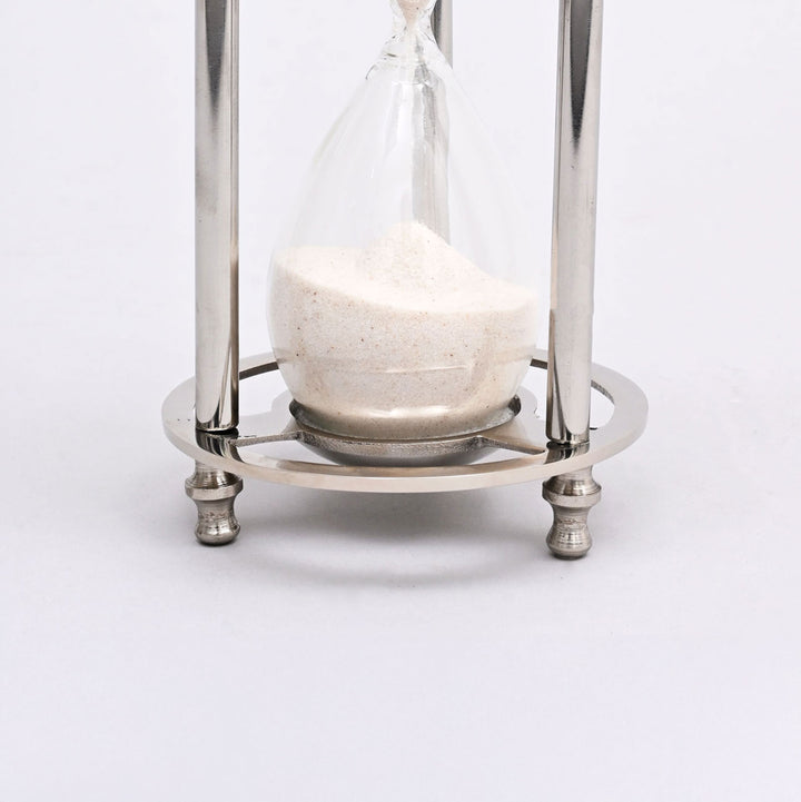 Decorative Aluminum Frame Sand Timer-Sand Clock-Hourglass-Tabletop Object-4.5x4.5x9.5"