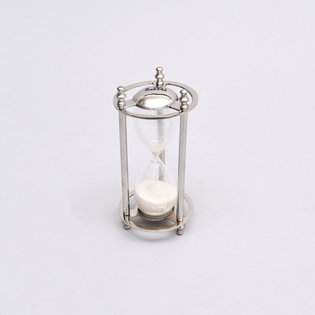 Decorative Aluminum Frame Sand Timer-Sand Clock-Hourglass-Tabletop Object-4.5x4.5x9.5"