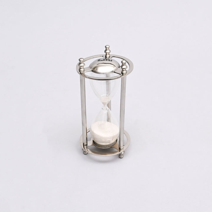 Decorative Aluminum Frame Sand Timer-Sand Clock-Hourglass-Tabletop Object-4.5x4.5x9.5"