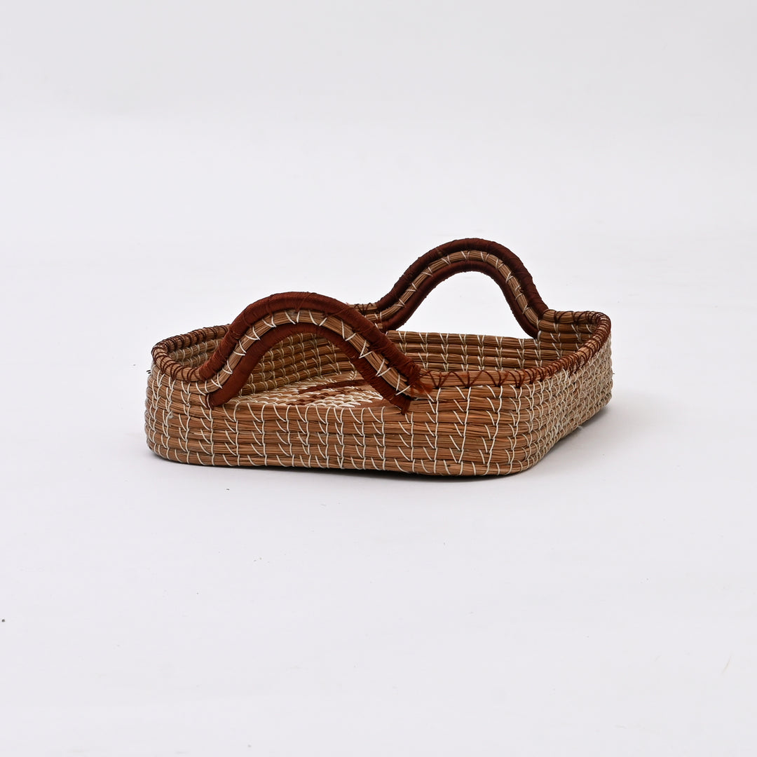 Pine Needle Fruit Basket | Handcrafted Wood Base Natural Basket