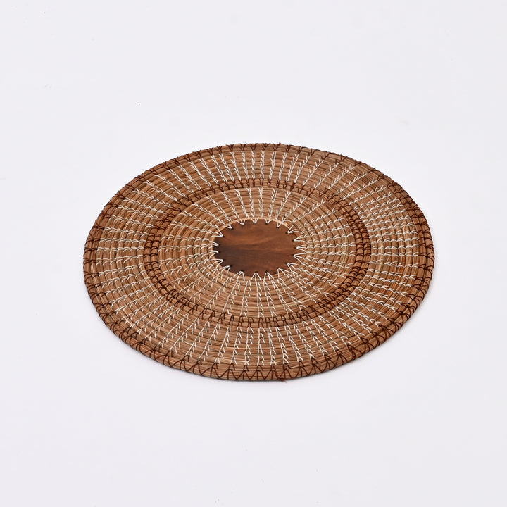 Set of 4 Placemats |Handcrafted Pine Needle & Wood Table Mats