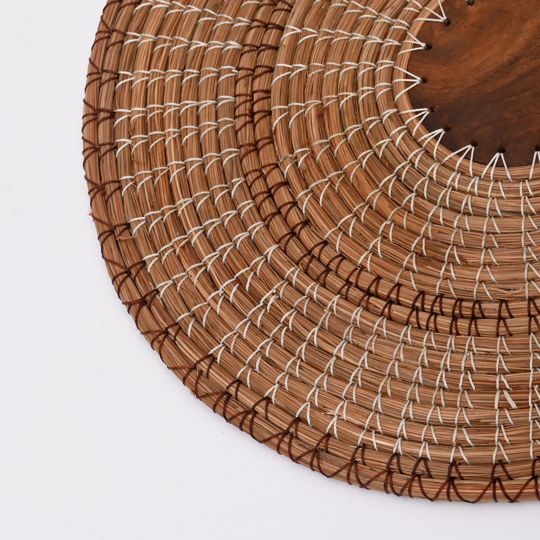 Set of 4 Placemats |Handcrafted Pine Needle & Wood Table Mats