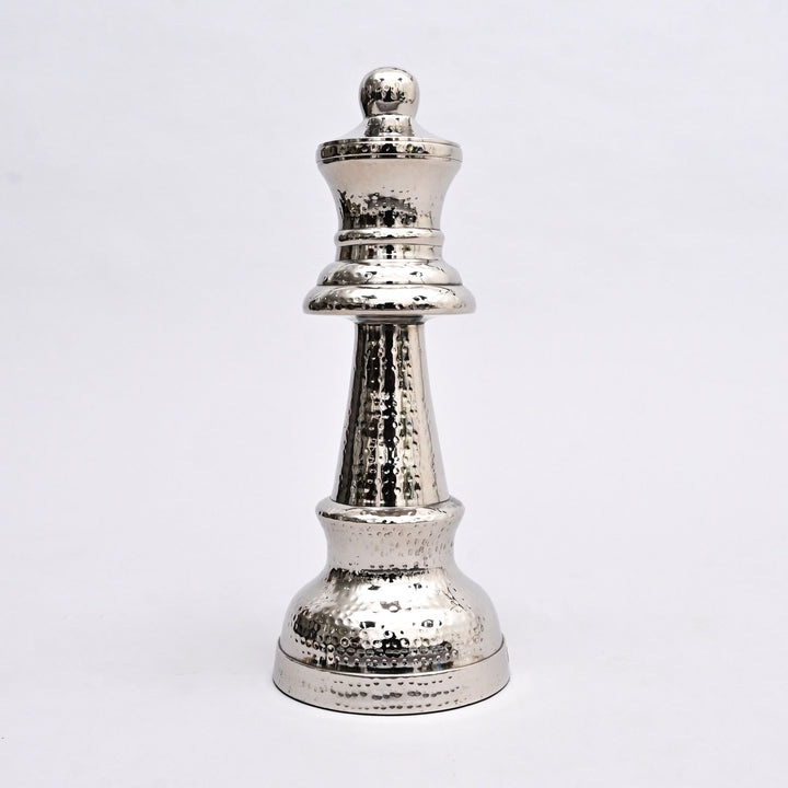 Decorative Hammered Nickel Finish Chess Bishop Sculpture – Elegant Table Accent (5.5x5.5x14")