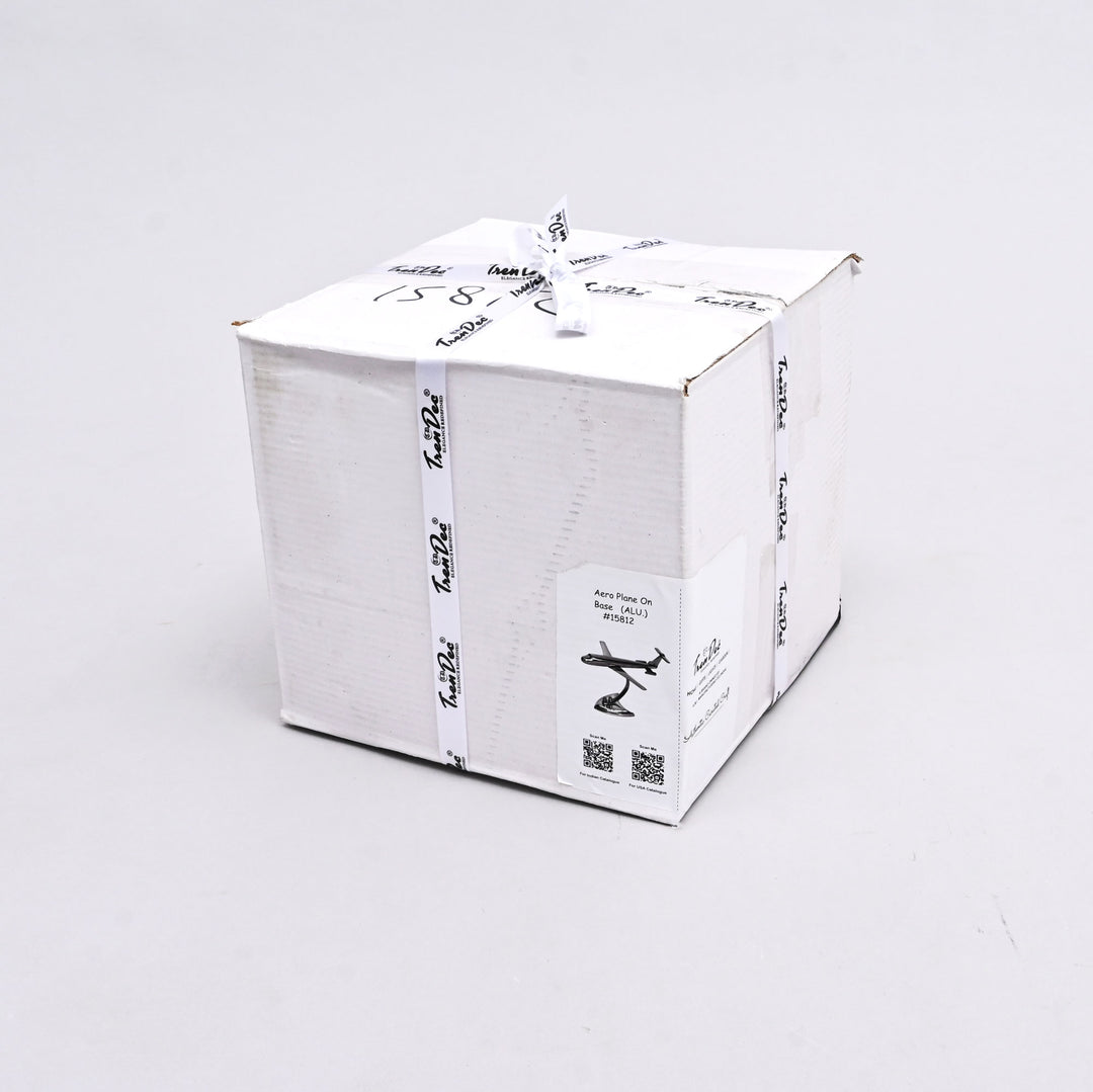 Decorative Retro Aluminum Airplane Sculpture – 8x8x6" | Nickel-Finished Table Accent