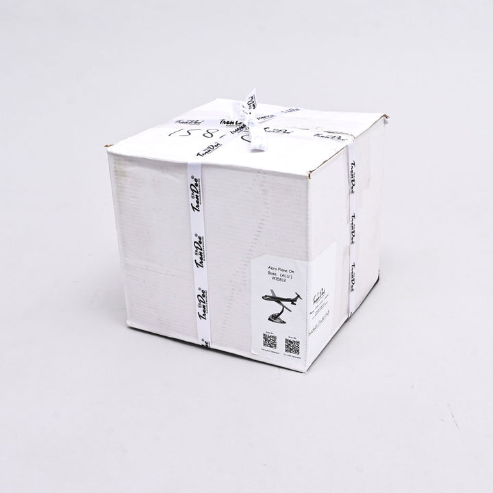 Decorative Retro Aluminum Airplane Sculpture – 8x8x6" | Nickel-Finished Table Accent