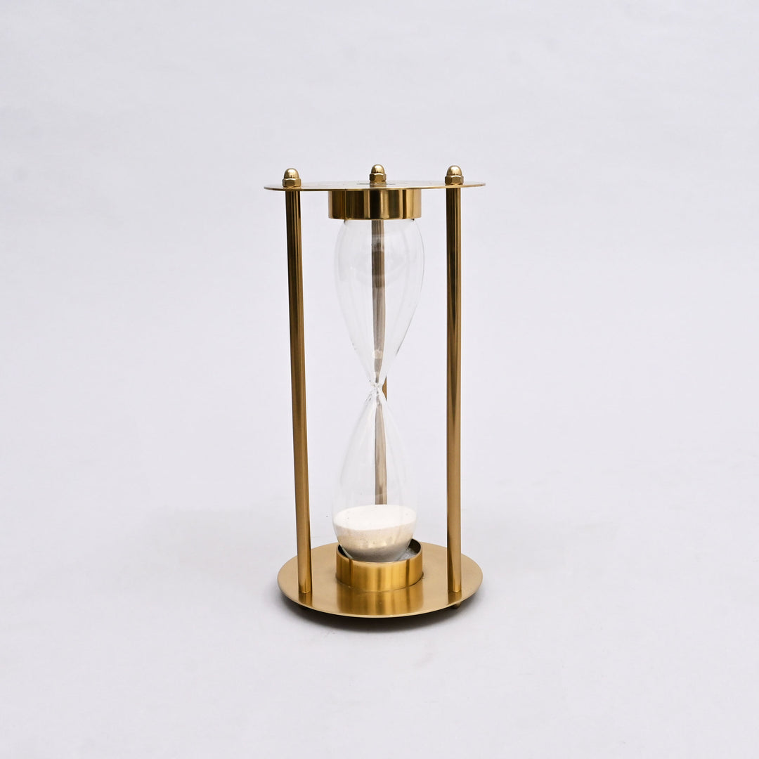 Decorative Aluminum Frame Sand Timer-Sand Clock-Hourglass-Tabletop Object-6x6x11.5"