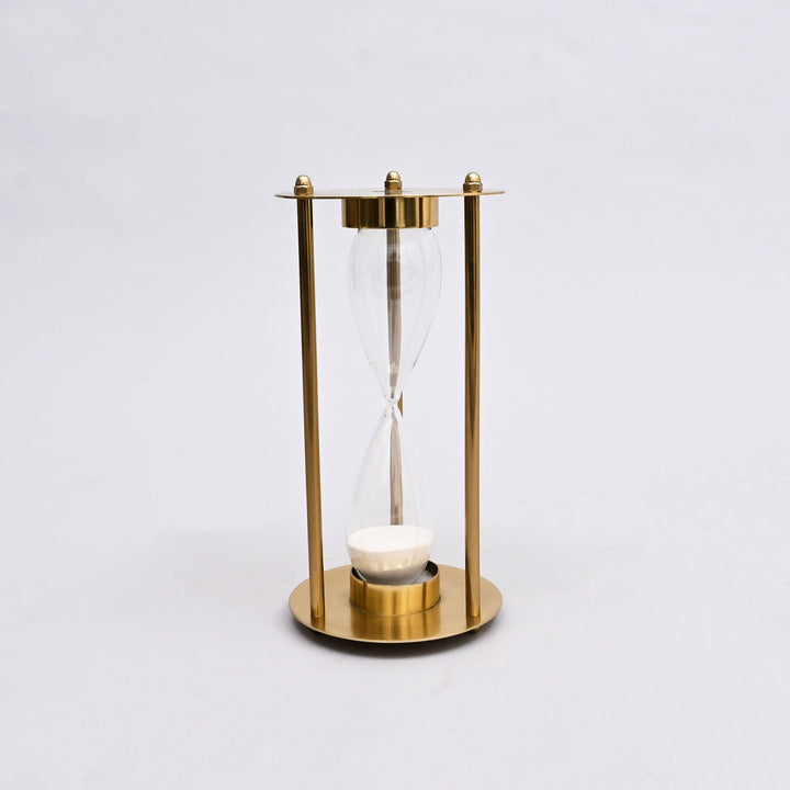 Decorative Aluminum Frame Sand Timer-Sand Clock-Hourglass-Tabletop Object-6x6x11.5"