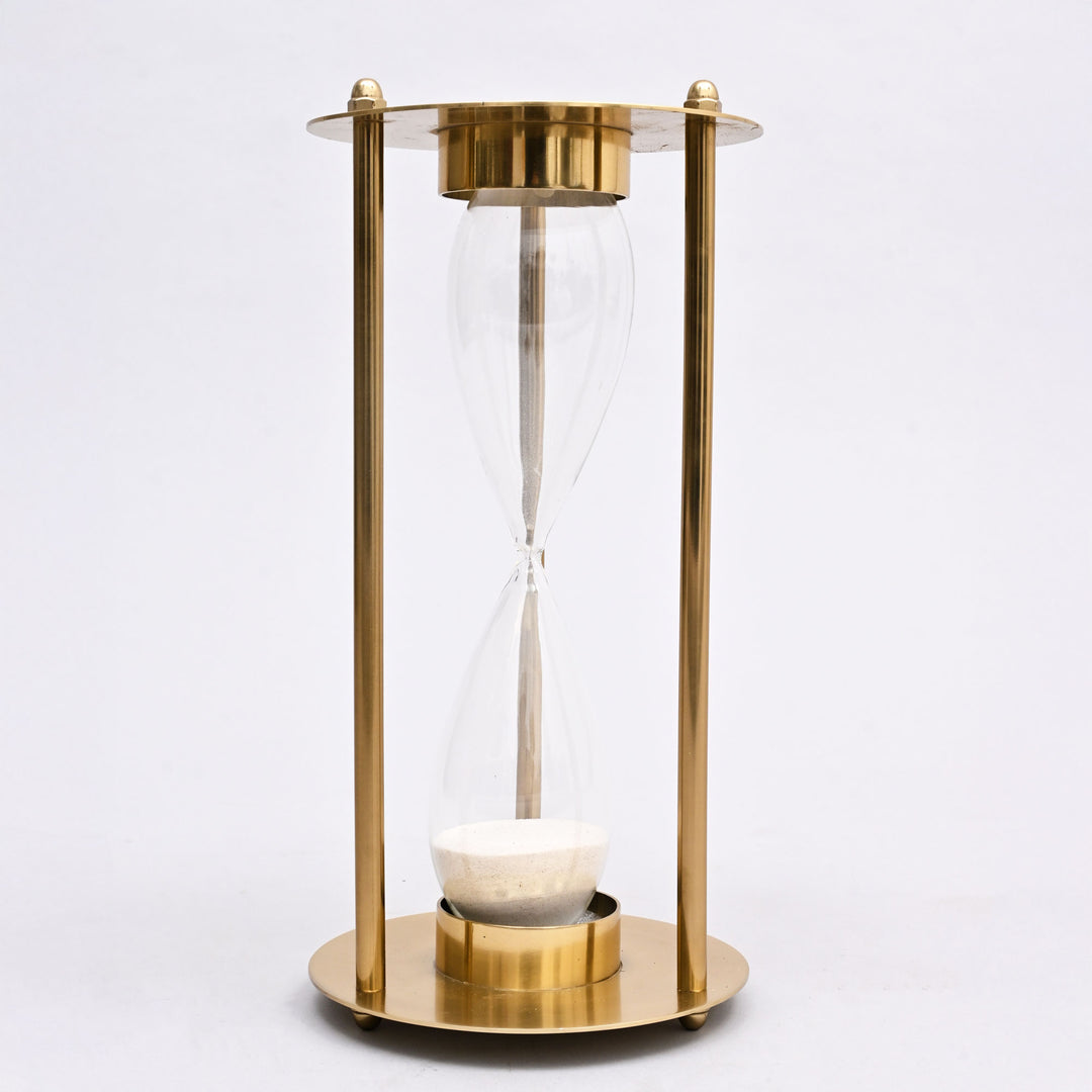 Decorative Aluminum Frame Sand Timer-Sand Clock-Hourglass-Tabletop Object-6x6x11.5"