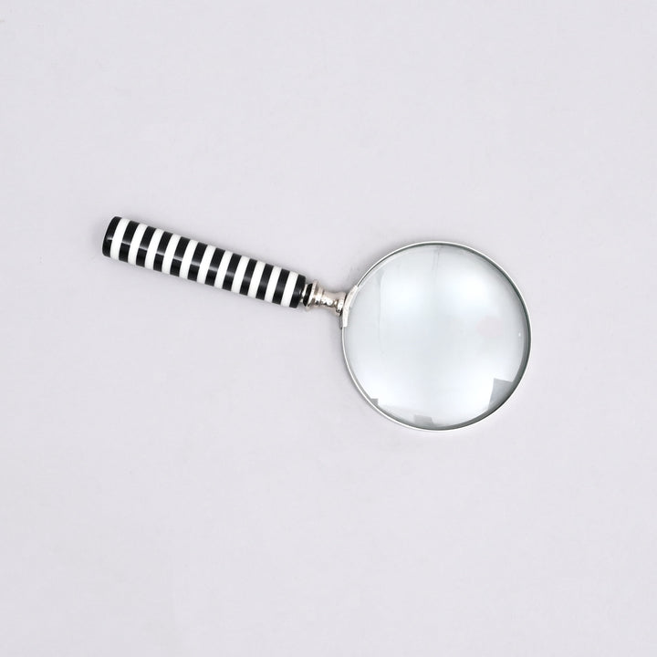 Magnifying Glass with Black & White Stripes Resin Handle
