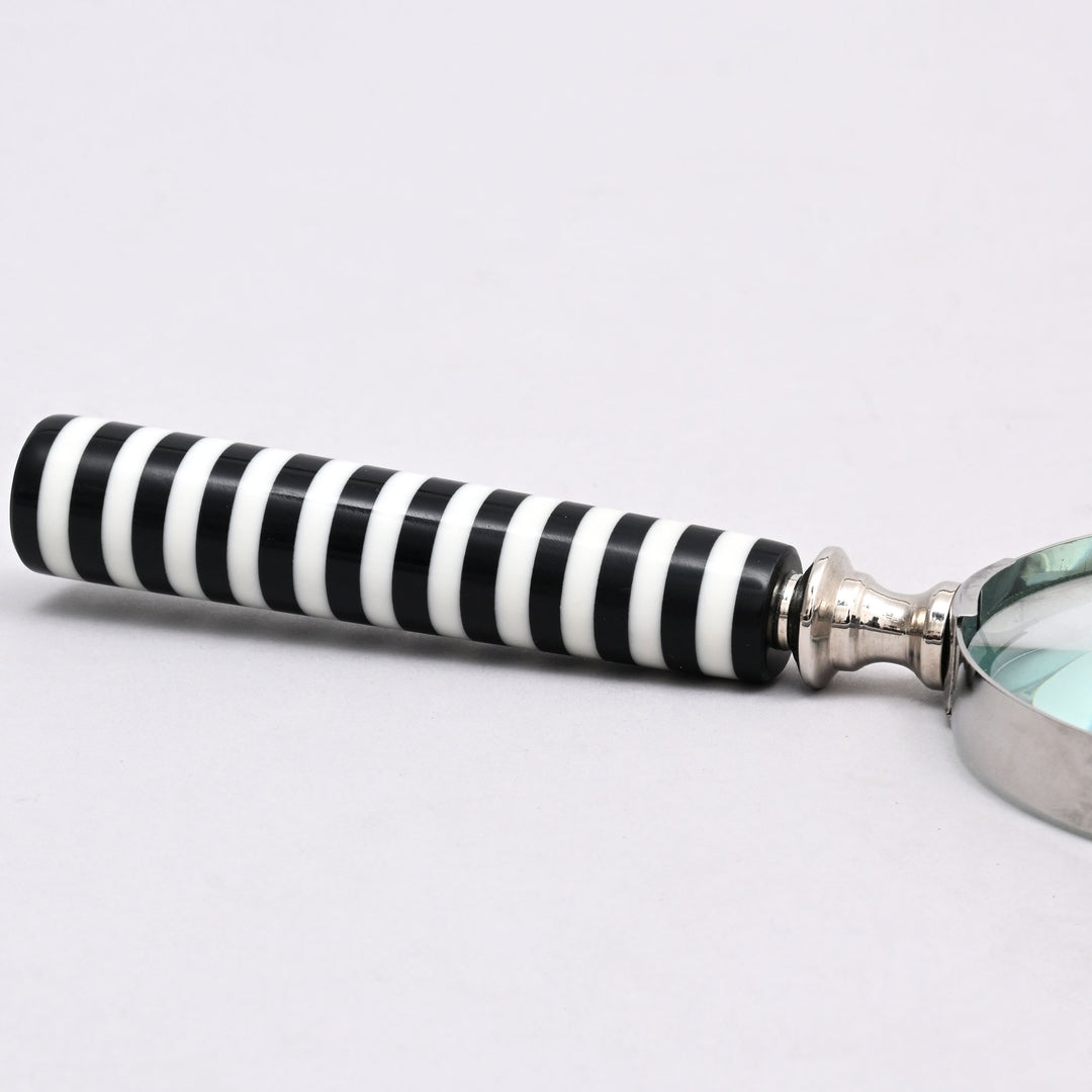 Magnifying Glass with Black & White Stripes Resin Handle