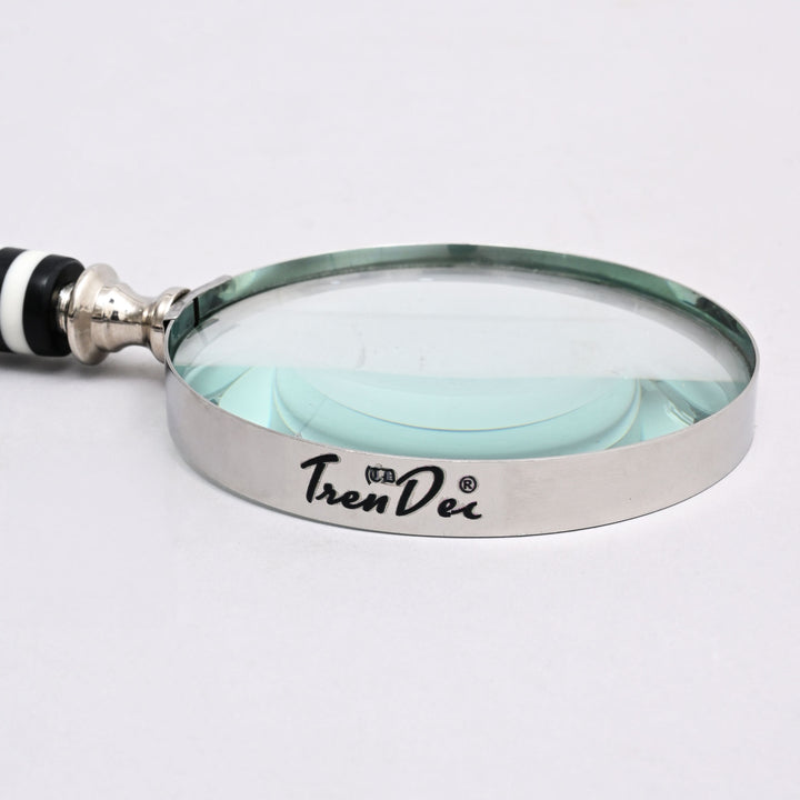 Magnifying Glass with Black & White Stripes Resin Handle