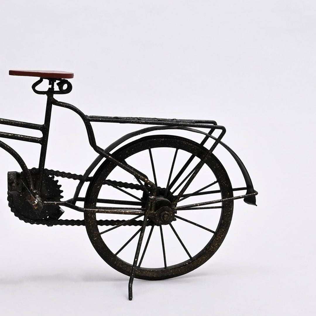 Decorative Old School Cycle Miniature – 19x4.5x12" | Vintage Iron & Wood Table Accent Sculpture