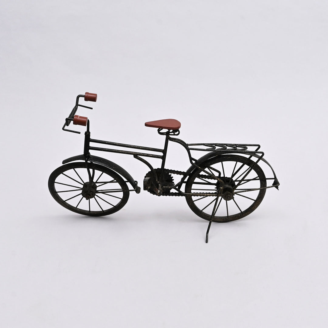 Decorative Old School Cycle Miniature – 19x4.5x12" | Vintage Iron & Wood Table Accent Sculpture