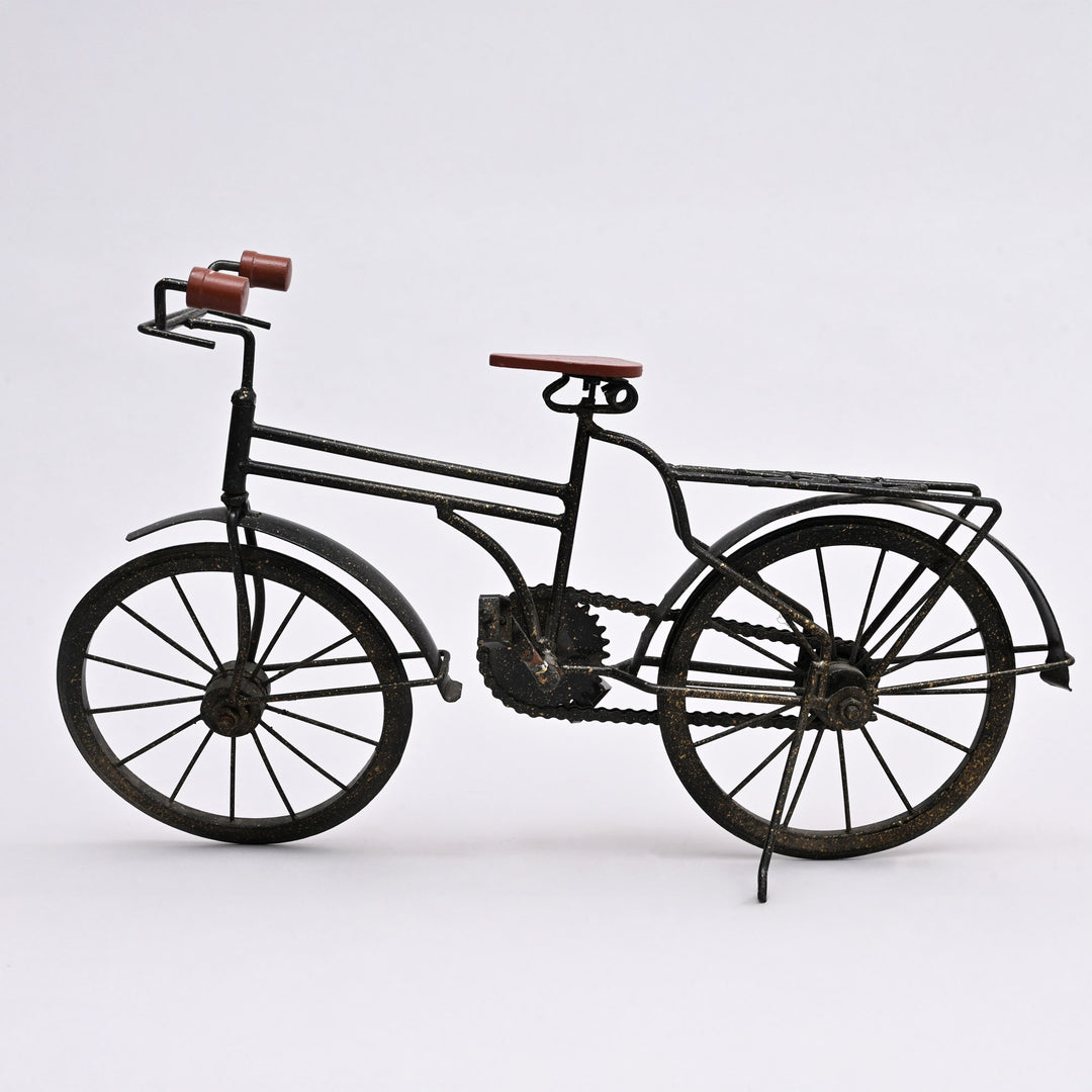 Decorative Old School Cycle Miniature – 19x4.5x12" | Vintage Iron & Wood Table Accent Sculpture
