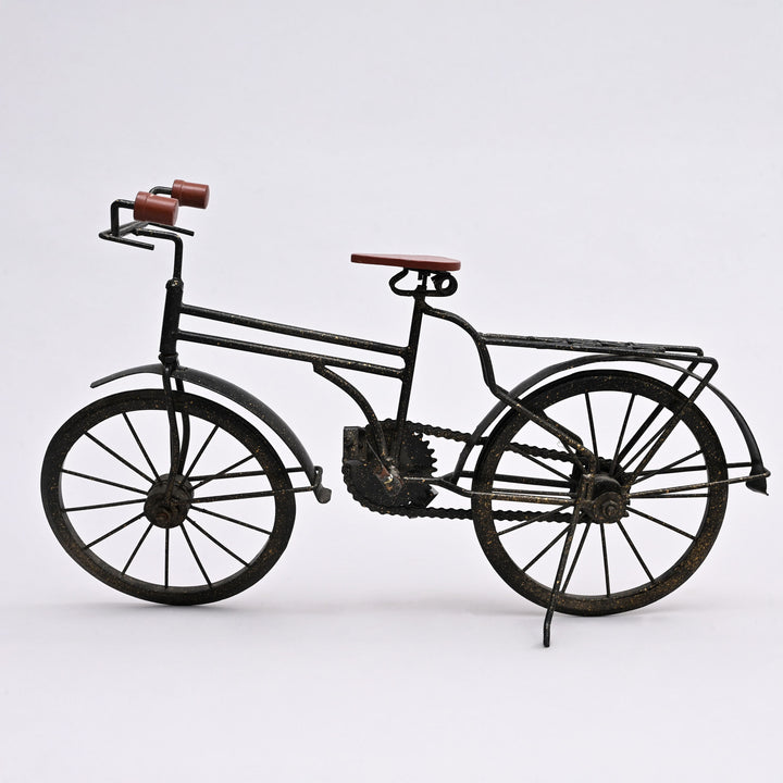 Decorative Old School Cycle Miniature – 19x4.5x12" | Vintage Iron & Wood Table Accent Sculpture