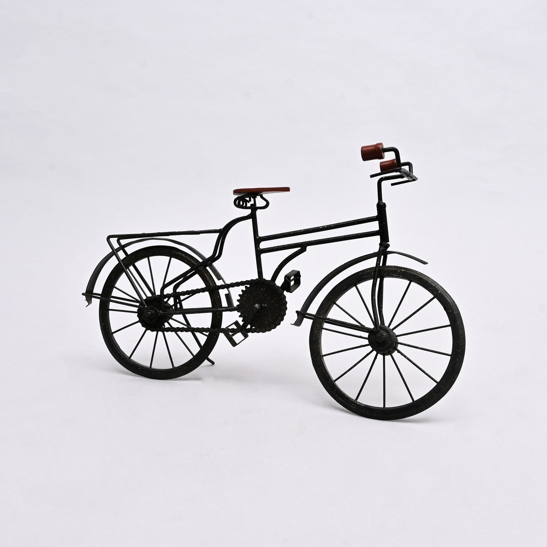 Decorative Old School Cycle Miniature – 19x4.5x12" | Vintage Iron & Wood Table Accent Sculpture