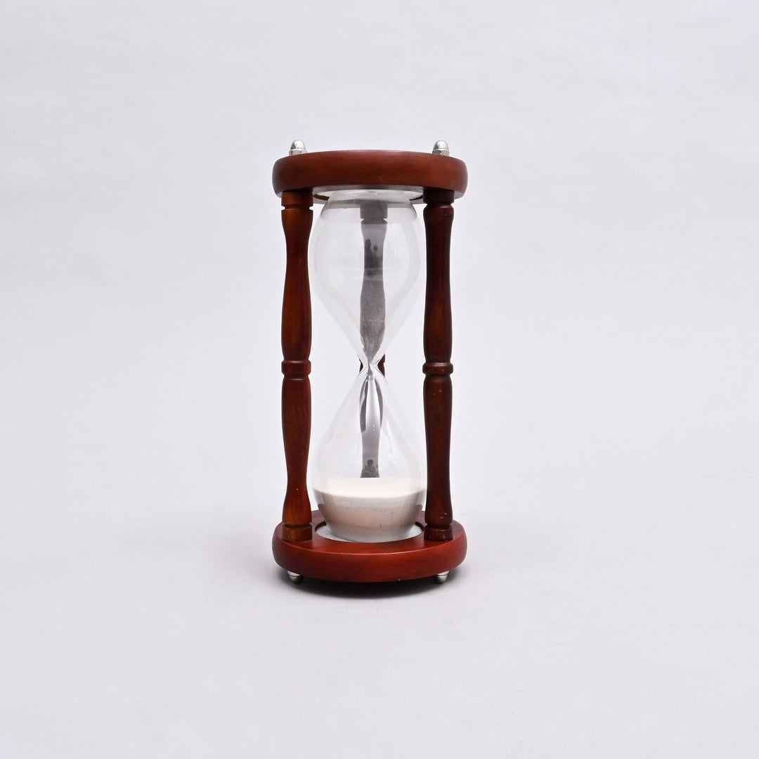 Decorative Wood Frame Sand Timer-Sand Clock-Hourglass-Tabletop Object-5.75x5.75x11.75"