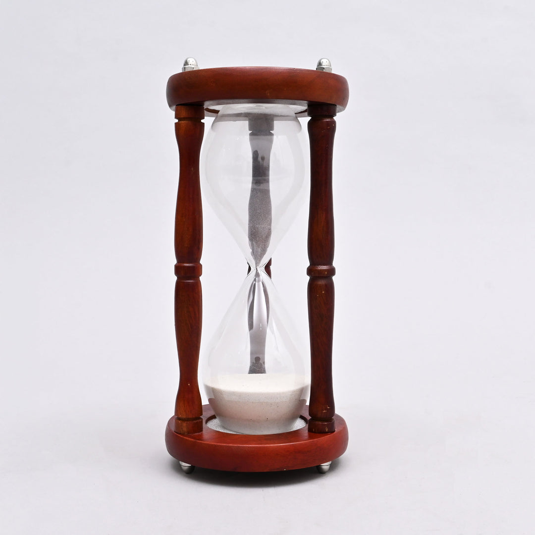 Decorative Wood Frame Sand Timer-Sand Clock-Hourglass-Tabletop Object-5.75x5.75x11.75"