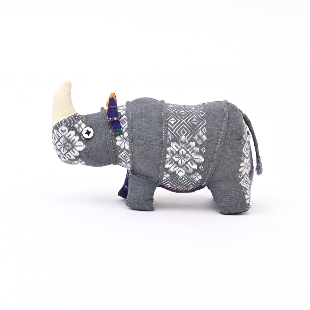 Handcrafted One-Horned Rhino Toy | Ecofriendly Plush, 8.5"